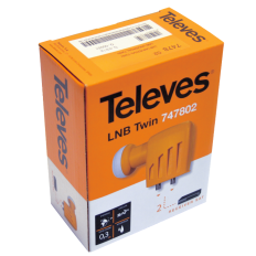 Televes 747802 Convertitore LNB 2 uscite universali, quattro combinazioni di polarità / banda (Ha, Hb, Va, Vb).