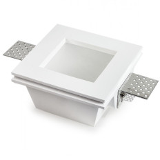 Faretto in GESSO CON VETRO SATINATO, Quadrato per cartongesso, 1xGU10 230V, Bianco, IP20