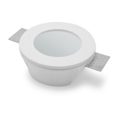 Faretto in GESSO CON VETRO SATINATO, Rotondo per cartongesso, 1xGU10 230V, Bianco, IP20