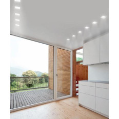 Faretto in GESSO CON VETRO SATINATO, Quadrato per cartongesso, 1xGU10 230V, Bianco, IP20