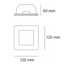 Faretto in GESSO CON VETRO SATINATO, Quadrato per cartongesso, 1xGU10 230V, Bianco, IP20