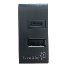 Alimentatore Presa USB 5V 3,0A 2 Uscite A+C per Bticino LIVING INTERNATIONAL