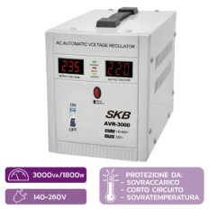AVR-3000 - Stabilizzatore di tensione monofase professionale 3000VA 1800W SKB