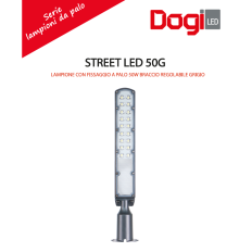 STREET LED 50G - Lampione con fissaggio a palo 50W, 5000lm, 4000K, braccio regolabile, IP65