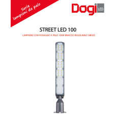 STREET LED 100 - Lampione con fissaggio a palo 100W, 10.000lm, 4000K, braccio regolabile, IP65