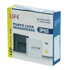 PUNTO LUCE SEGNAPASSO QUADRATO, 220V, 3W, 4000K, GRIGIO
