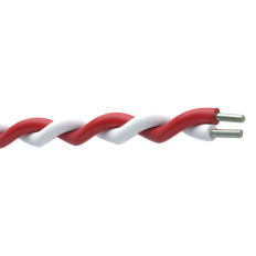 TRECCIOLA TELEFONICA rame stagnato rigido 2x0,60 mm, BIANCO-ROSSO
