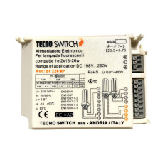 Alimentatore Elettronico per lampade FLUORESCENTI COMPATTE 1 e 2 X 13-18-26W - Tecno Switch BF226MP