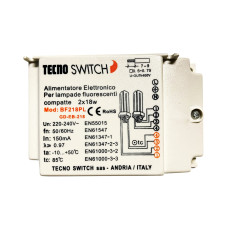 Alimentatore Elettronico per lampade FLUORESCENTI COMPATTE  2 X 18W - Tecno Switch BF218PL