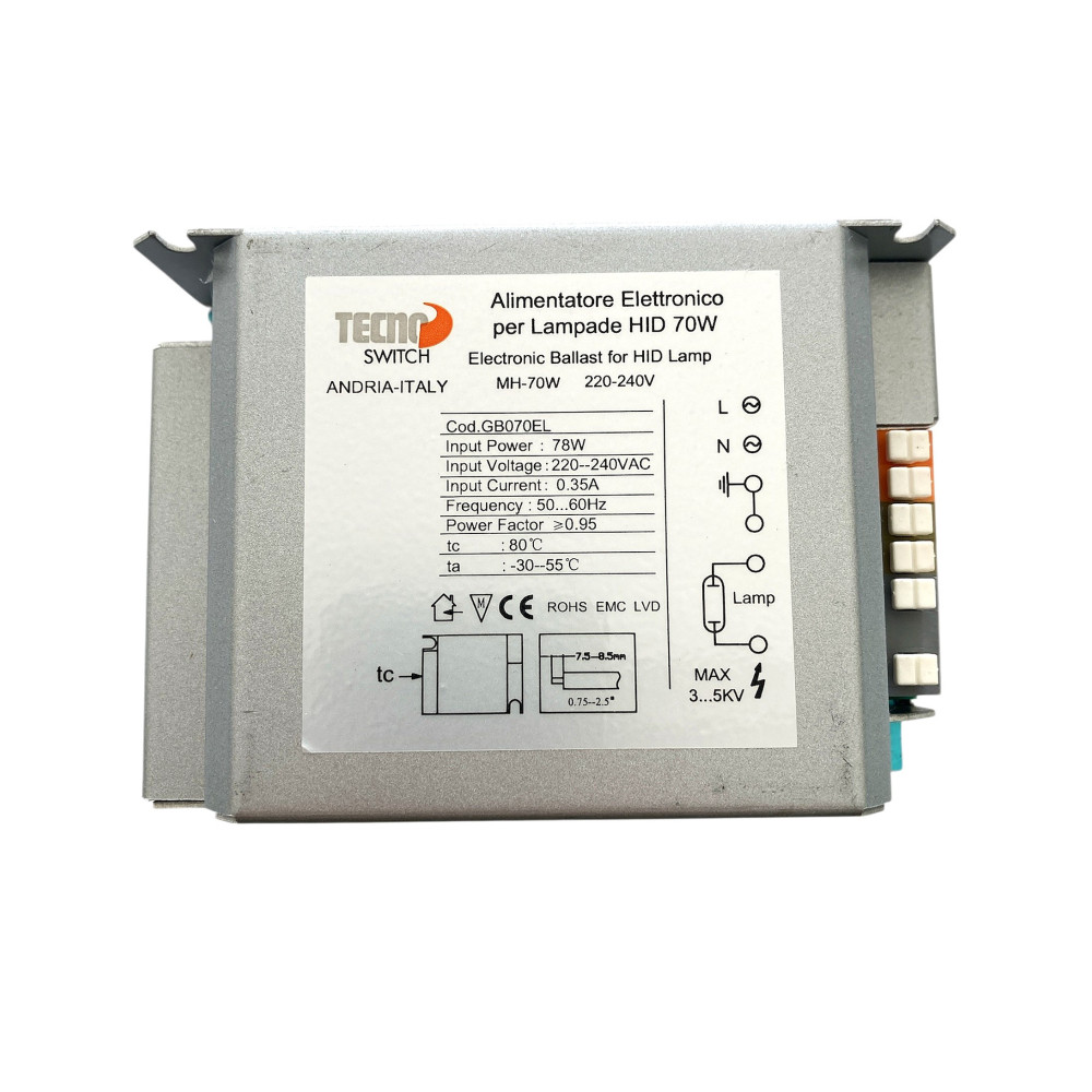 Alimentatore Elettronico per Lampade HID 70W - Tecno Switch GB070EL