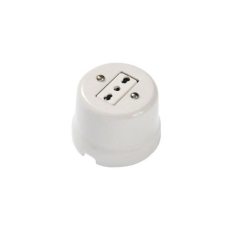 FAI 9009/BIP/BI Presa BIPASSO 10/16A in ceramica BIANCO stile RETRO'