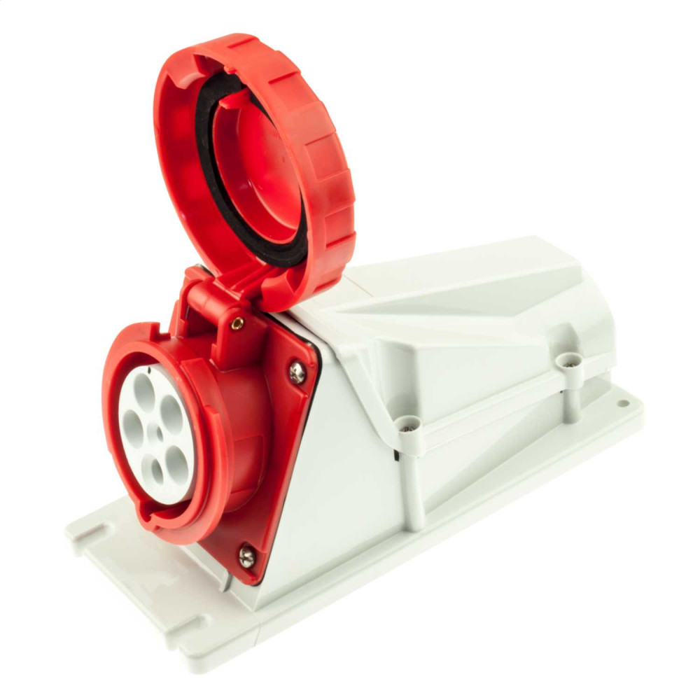 GEWISS 63527 PRESA FISSA DA PARETE A 90° - IP67 - 3P+N+T 63A 380-415V 50/60HZ - ROSSO - 6H
