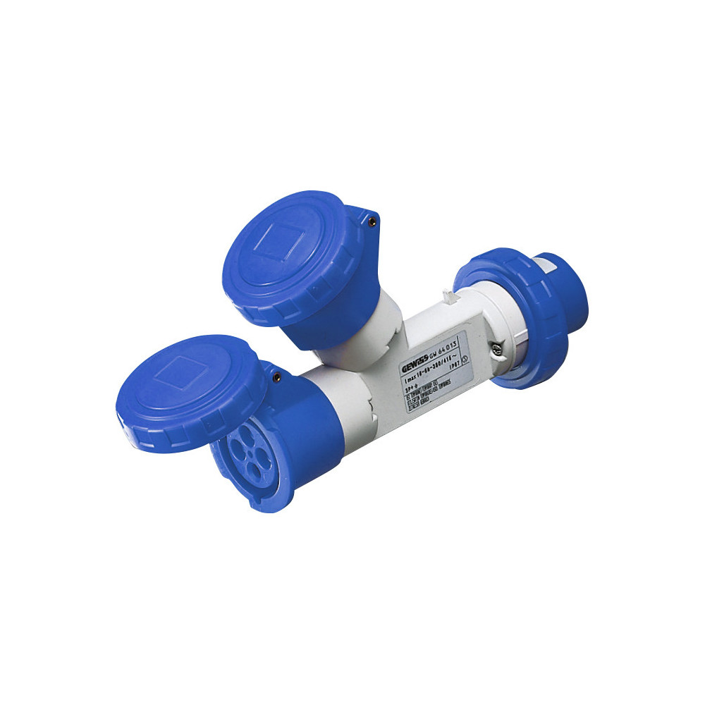GEWISS 64011 MOLTIPLICATORE MOBILE 2 USCITE IP67-SPINA 16A-2 PRESE 3P+T 230V 50/60HZ-BLU-9H