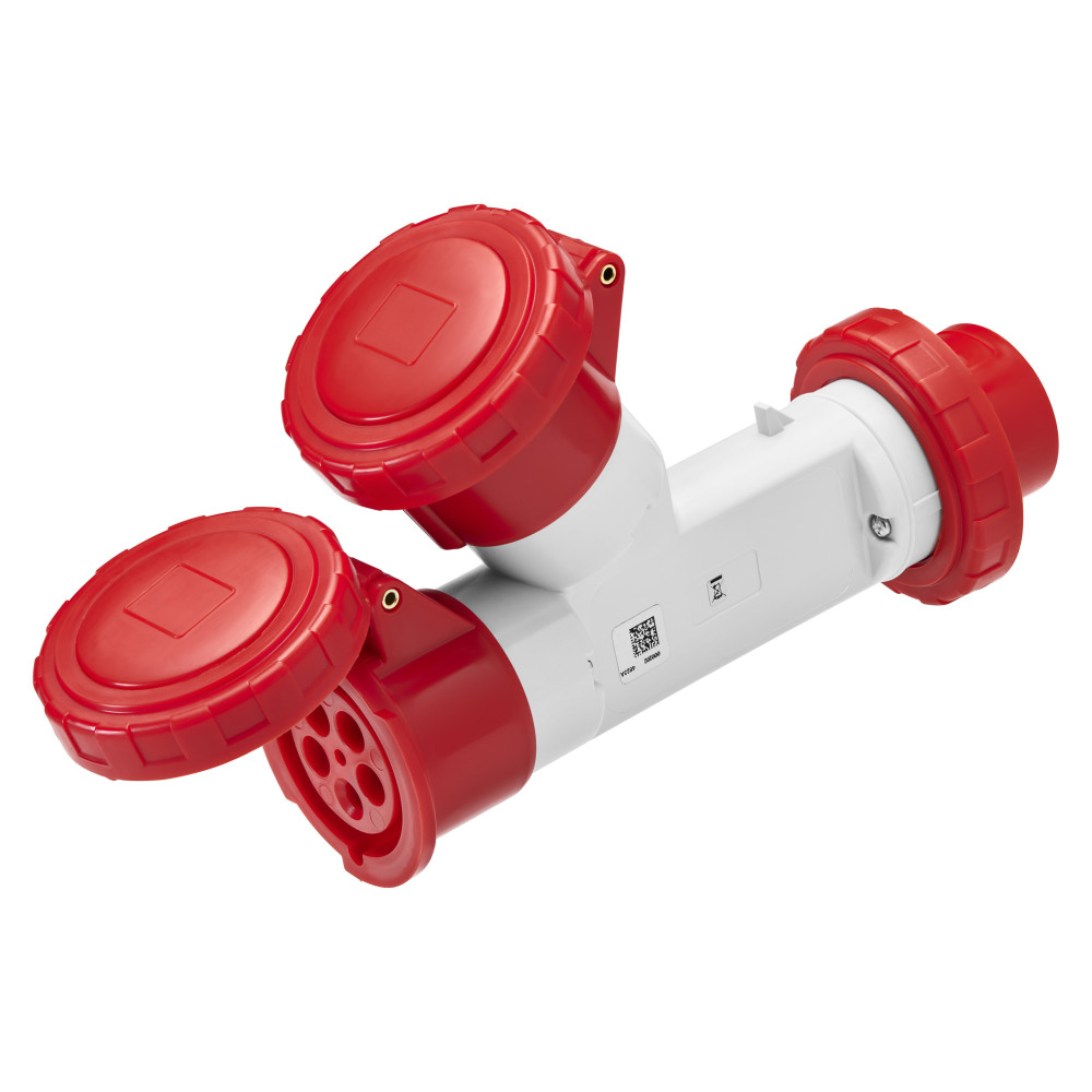 GEWISS 64014 MOLTIPLICATORE MOBILE 2 USCITE IP67-SPINA 16A-2 PRESE 3P+N+T 400V 50/60HZ-ROSSO-6H