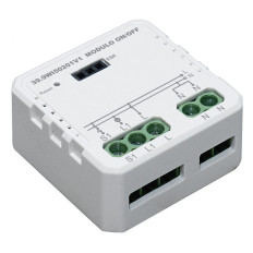 Modulo 1CH Relè ON/OFF uscita 230V~, 250W LED, 2300W Incandescenza, Wireless + RF 2,4GHz, pulsante/interruttore cablato