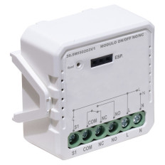 Modulo 1CH Relè ON/OFF uscita CONTATTO PULITO, COM/NO/NC, Wireless + RF 2,4GHz, pulsante/interruttore cablato, 230V.