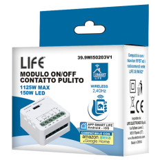 Modulo 1CH Relè ON/OFF uscita CONTATTO PULITO, COM/NO/NC, Wireless + RF 2,4GHz, pulsante/interruttore cablato, 230V.