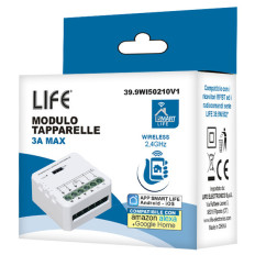 Modulo Tapparelle uscita 230V~, 3A, Wireless + RF 2,4GHz, pulsanti cablati, In. 230V~, Serie Smart LIFE V1.