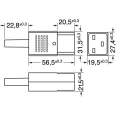 Presa volante tripolare C19 16A 250V IEC NERO