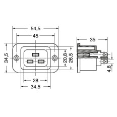 Presa tripolare da pannello C19 16A 250V IEC NERO