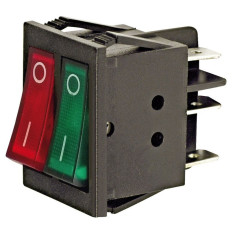 Interruttore luminoso DOPPIO da incasso 16A 250V, tasti Rosso/Verde