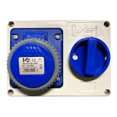 Presa Interbloccata IP67 2P+T 16A 6H 230V BLU, da parete, industriale