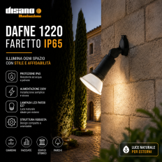 Disano 43180100 DAFNE 1220 FARETTO IP65 PER LAMPADE PAR38, E27, NERO
