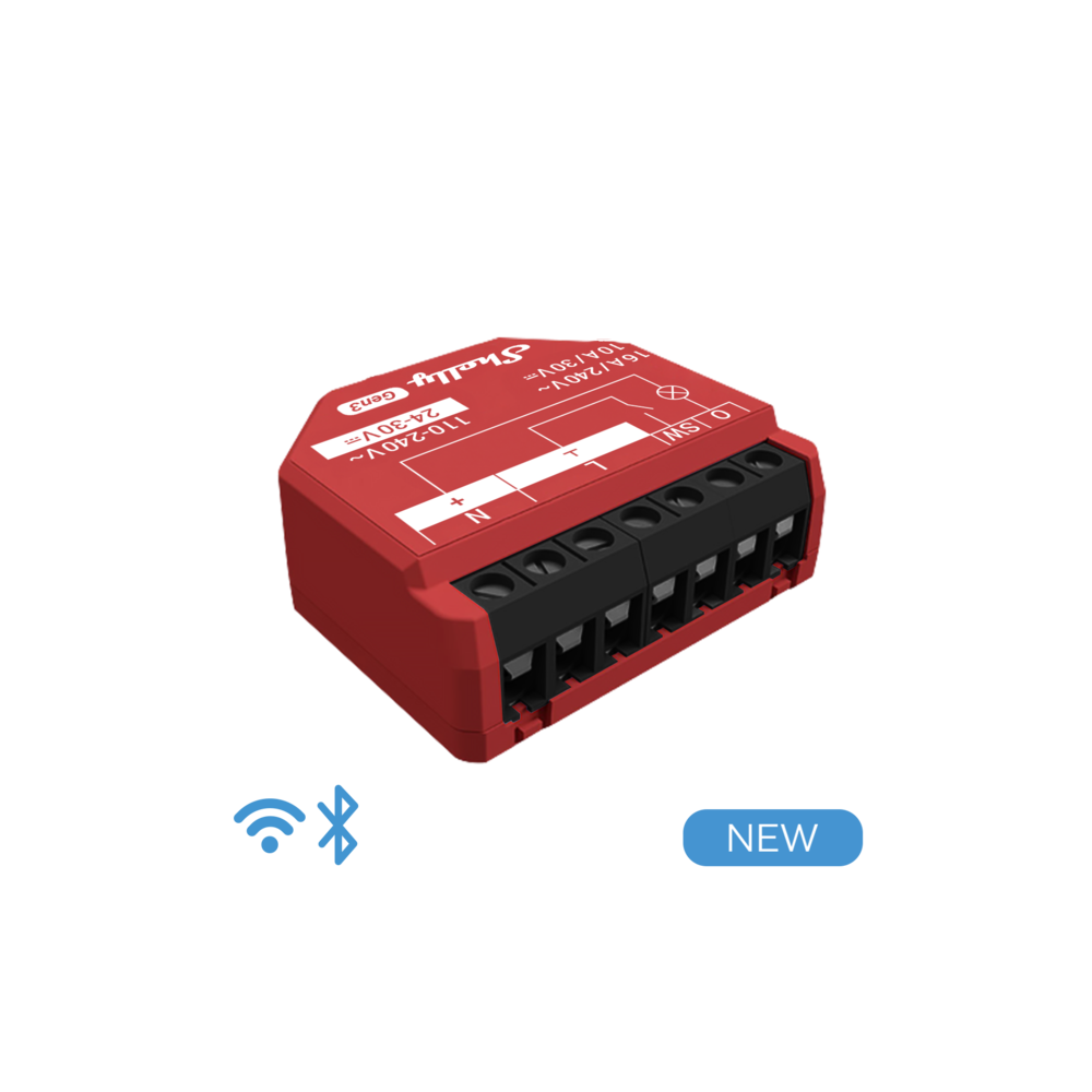 Shelly 1PM Gen3 - Smart Relay 16A AC/DC WiFi/BT/Matter PM
