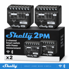 Shelly Plus 2PM Gen3 - Smart Relay Tapparelle 16A AC/DC WiFi/BT/Matter + PM - 2 PACK