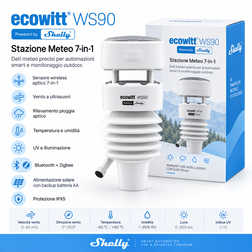 Shelly Smart Ecowitt WS90 - stazione meteorologica 7-in-1