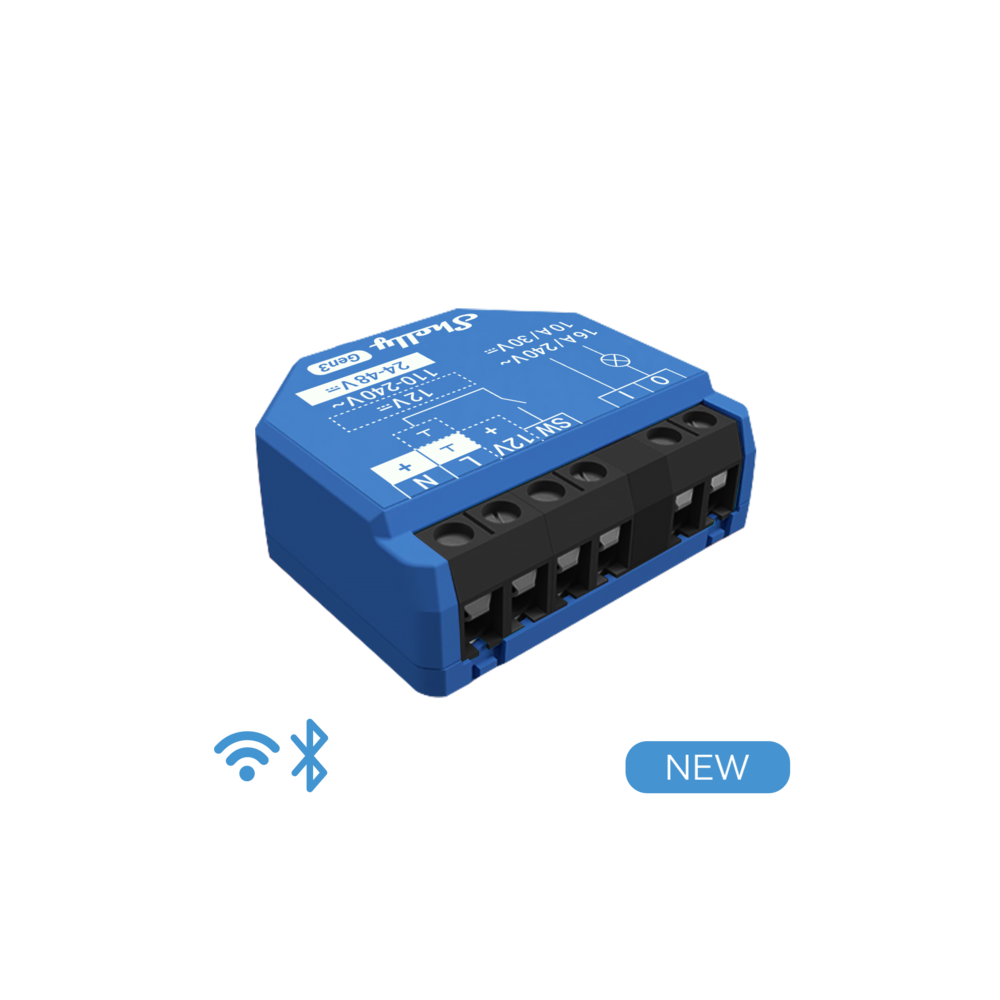 Shelly 1 Gen3 - Smart Relay contatto pulito 16A AC/DC WiFi/BT/Matter