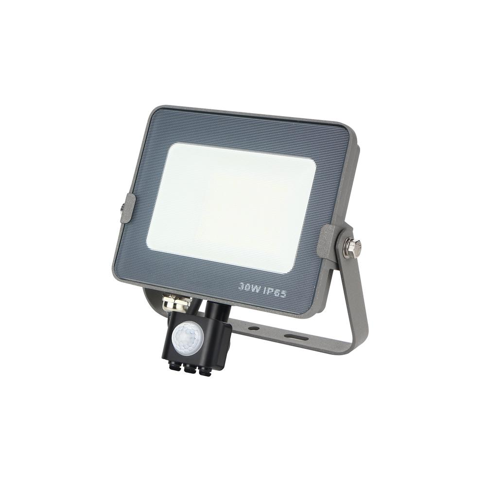 Faretto LED SLIM 30W con sensore PIR, Grigio, IP65