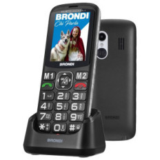 BRONDI AMICO DI CASA+ (NERO) - TELEFONO CELLULARE PER ANZIANI CON BASE