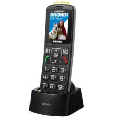 BRONDI AMICO FLASH (NERO) - TELEFONO CELLULARE PER ANZIANI - TASTO SOS - TORCIA - CONTROLLO REMOTO - FOTOCAMERA - BASE DI