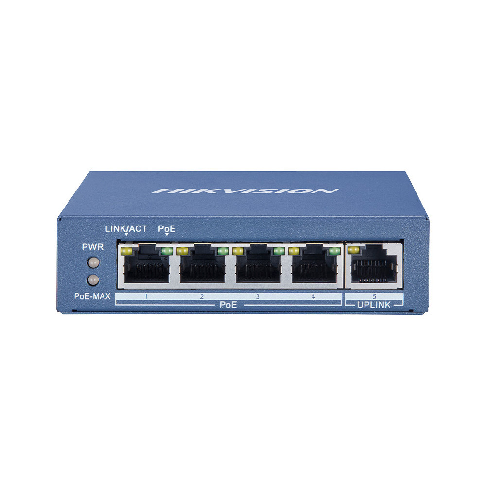 HIKVISION DS-3E0505P-E - UNMANAGED SWITCH 4 GIGABIT POE PORTS - 1 GIGABIT UPLINK PORT