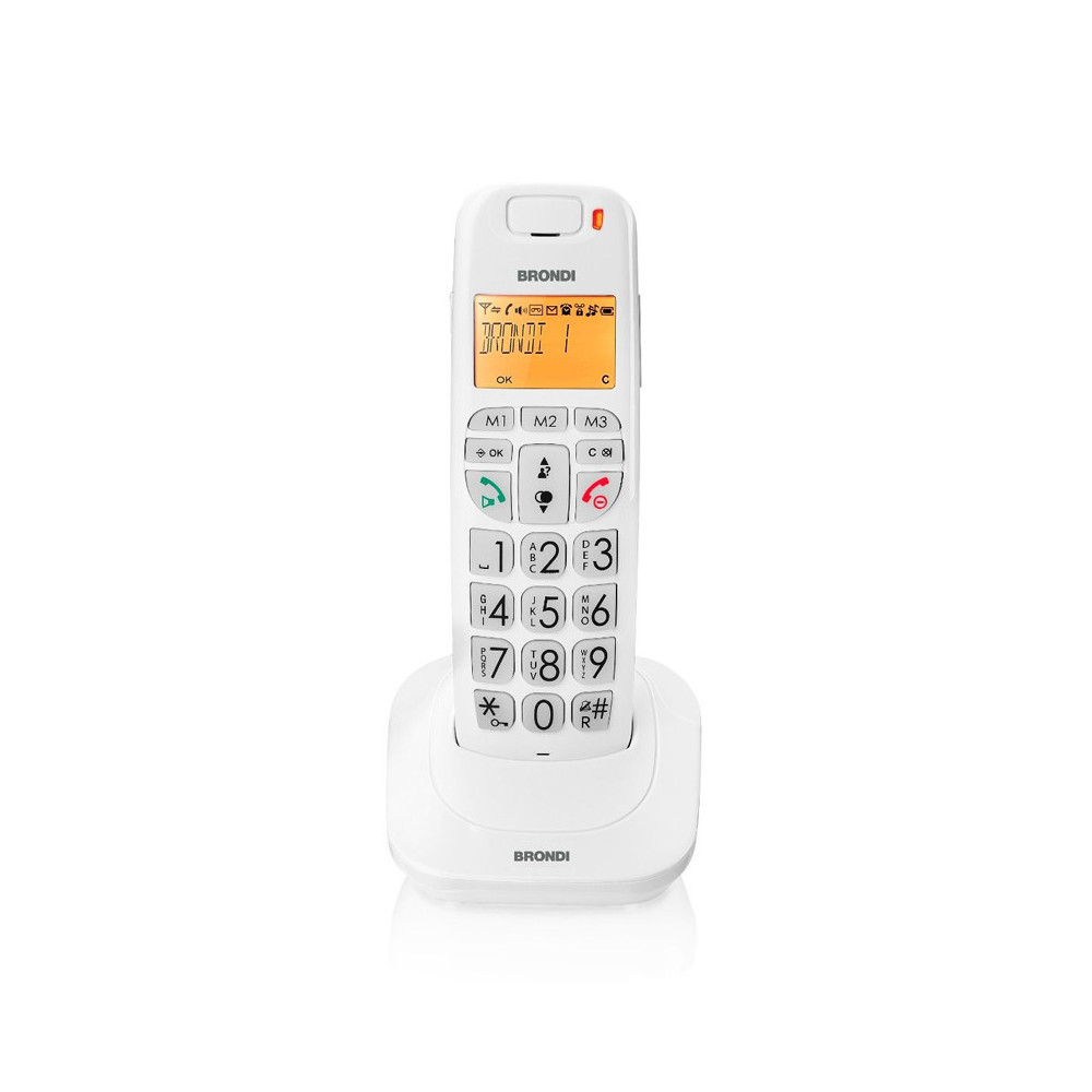 BRONDI BRAVO BRIGHT (BIANCO) - TELEFONO CORDLESS SINGOLO - AUDIO AMPLIFICATO - VIVAVOCE