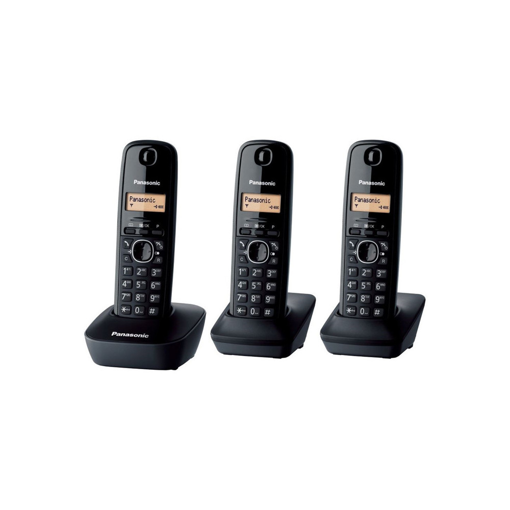 PANASONIC KX-TGB613JT (NERO) - TELEFONO CORDLESS TRIPLO - IMPUGNATURA ANTISCIVOLO - AUTONOMIA IN CHIAMATA 18H