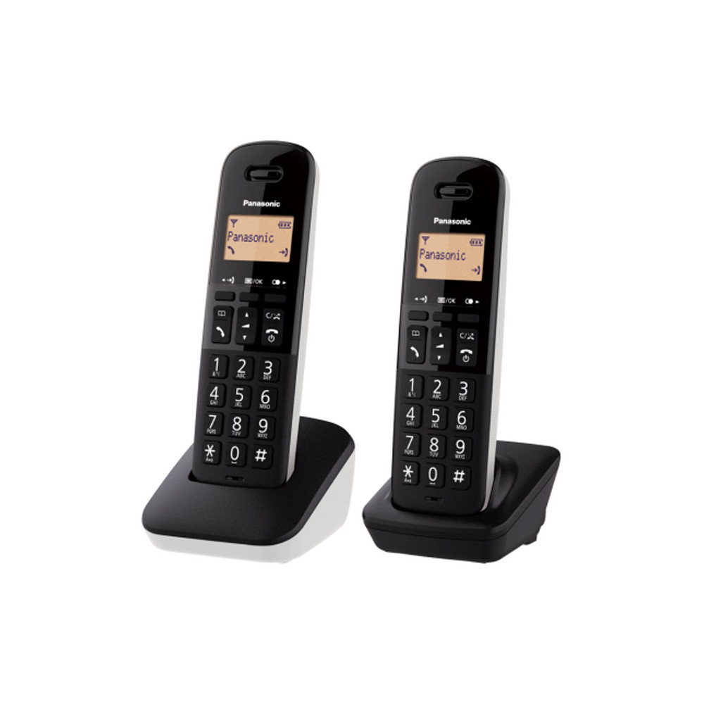 PANASONIC KX-TGB612JT (NERO/BIANCO) - TELEFONO CORDLESS DOPPIO - IMPUGNATURA ANTISCIVOLO - AUTONOMIA IN CHIAMATA 18H