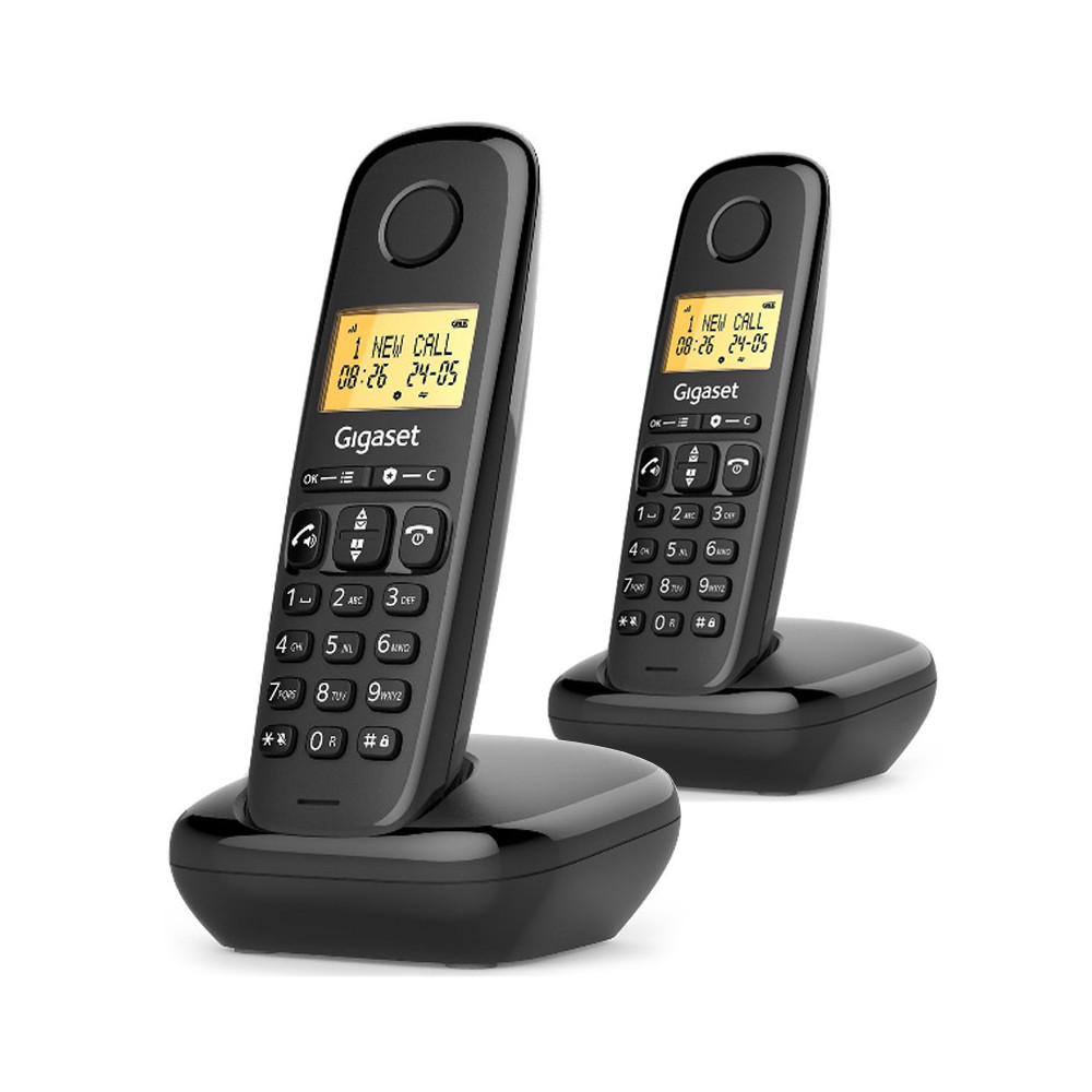 GIGASET START 100 DUO (NERO) - TELEFONO CORDLESS DOPPIO - VIVAVOCE - FUNZIONE SVEGLIA
