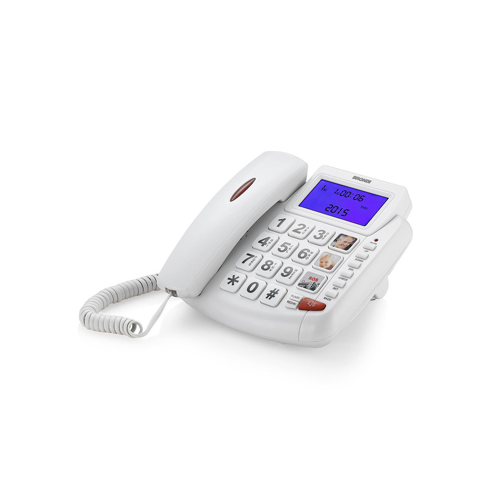 BRONDI BRAVO 90 LCD (BIANCO) - TELEFONO CORDED - TASTI GRANDI - VIVAVOCE - DISPLAY - AUDIO BOOST - COMPATIBILE CON APPARECCHI