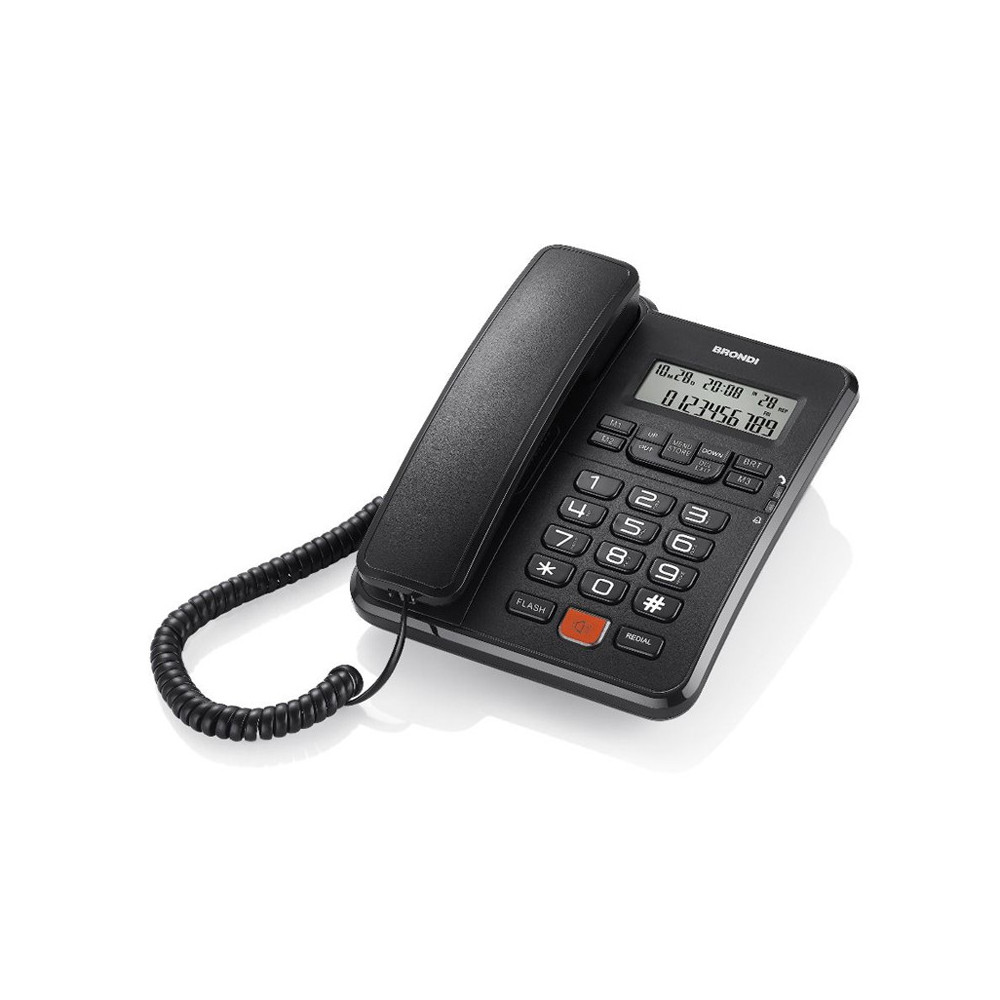 BRONDI OFFICE DESK (NERO) - TELEFONO CORDED - TASTI GRANDI - VIVAVOCE - DISPLAY