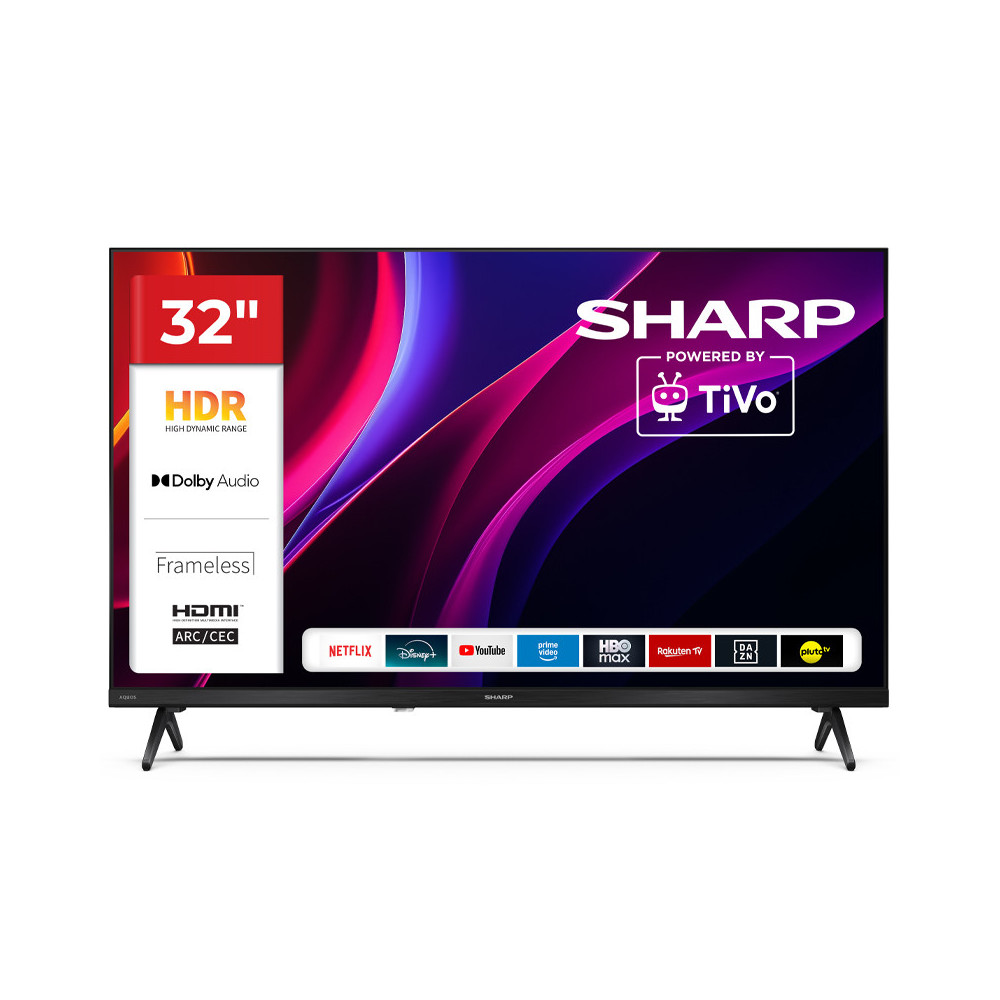 SHARP 32HE2245E - 32" SMART TV LED HD - FRAMELESS - COMP. TV SAT - AUDIO DOLBY DIGITAL+ / DTS HD - CHROMECAST - BLACK - IT