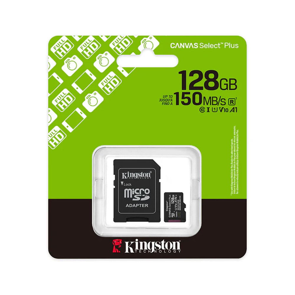 KINGSTON CANVAS SELECT PLUS 128GB (SDCS3/128GB) - MICRO SD 128GB + ADATTATORE SD