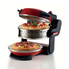 ARIETE FORNO PIZZA ROSSO (0927/00) - 2 PIASTRE IN PIETRA REFRATTARIA - 2 PIZZE CONTEMPORANEAMENTE - 5 LIVELLI COTTURA - 2300W
