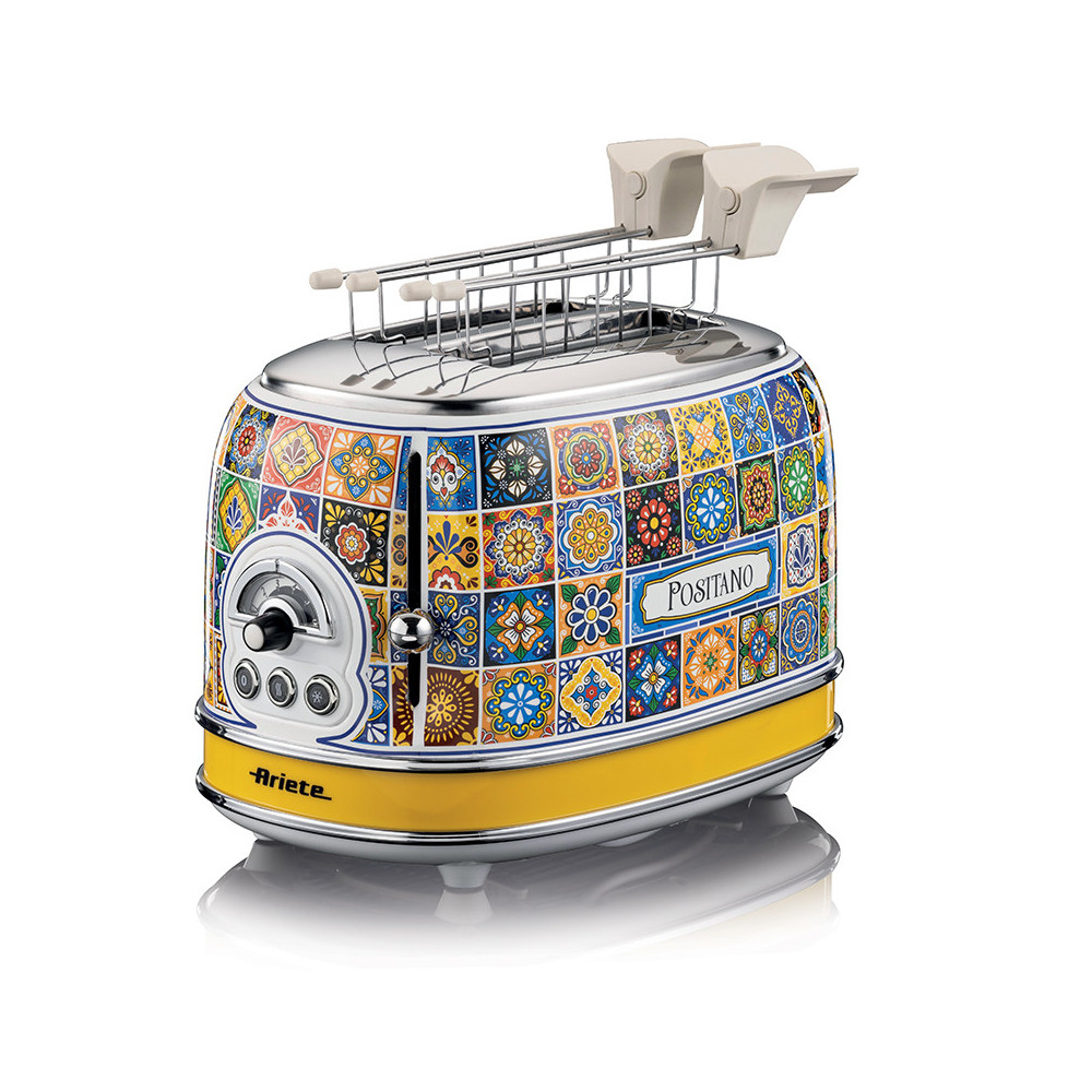 ARIETE TOASTER POSITANO EDITION (155) - TOSTAPANE ELETTRICO IN METALLO - 6 LIVELLI DORATURA - ESPULSIONE AUTOMATICA - 2 FETTE