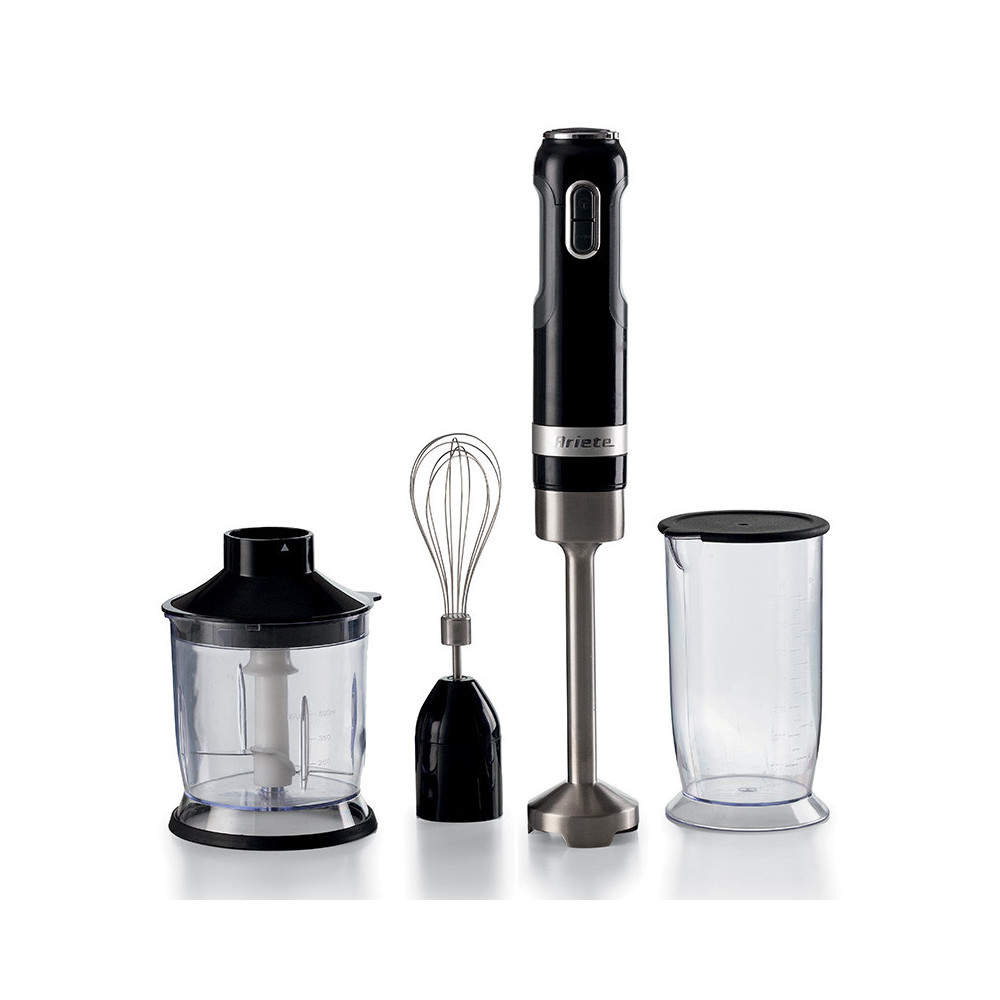 ARIETE MODERNA NERO (602/02) - FRULLATORE AD IMMERSIONE CON BICCHIERE, TRITATUTTO E FRUSTA - TASTO TURBO - 1000W