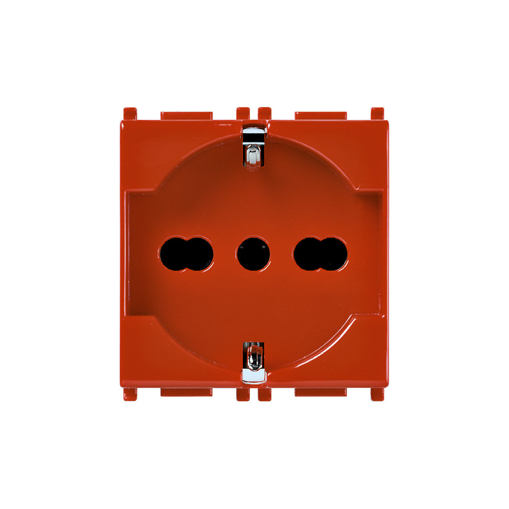 Vimar PLANA 14210.R Presa SCHUKO SICURY 2P+T 16 A 250 V, rosso - 2 moduli