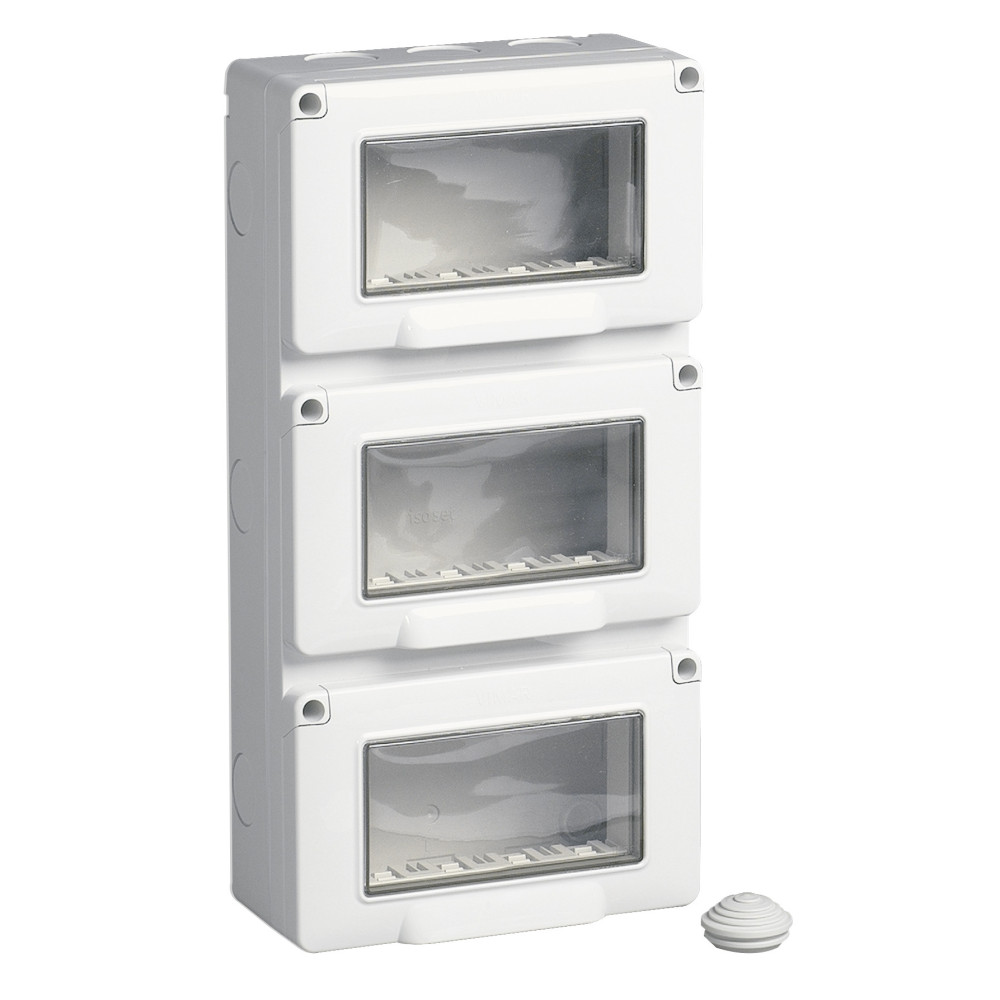 Vimar 14913 Contenitore da parete IP55, 12 moduli Eikon, Arké e Plana (4+4+4 in verticale)