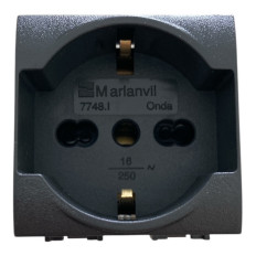 Marlanvil Onda 7748.I Presa Schuko Bivalente 10/16A 250V, Antracite, 2 moduli