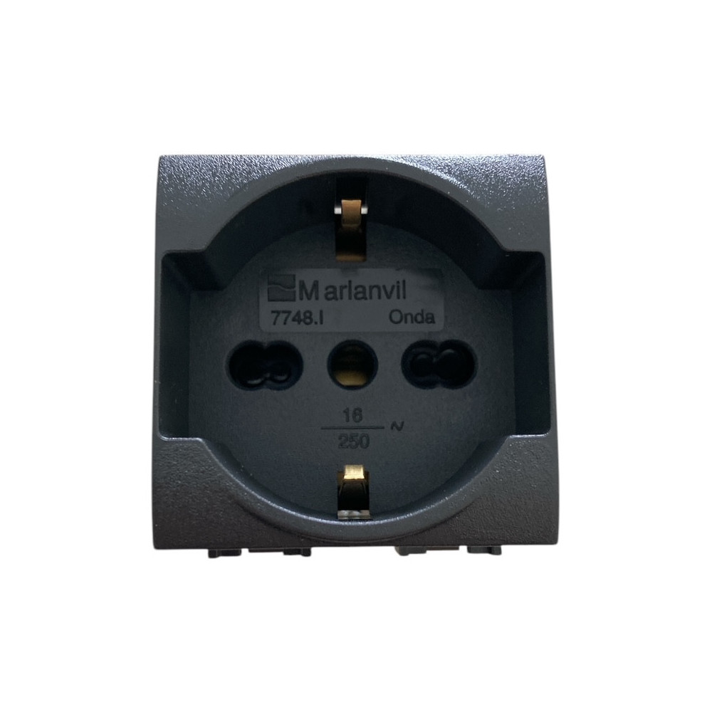 Marlanvil Onda 7748.I Presa Schuko Bivalente 10/16A 250V, Antracite, 2 moduli